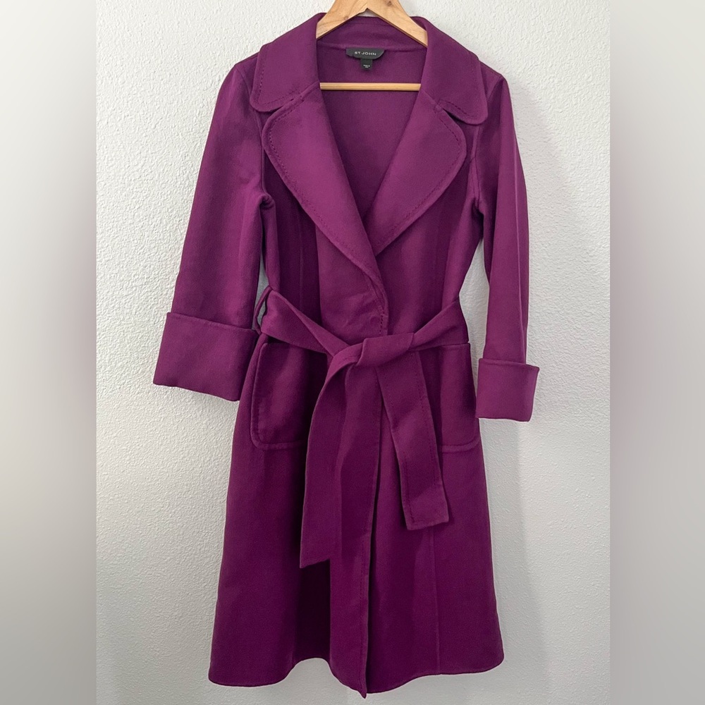 St. John Purple Trench Coat in P_XL size